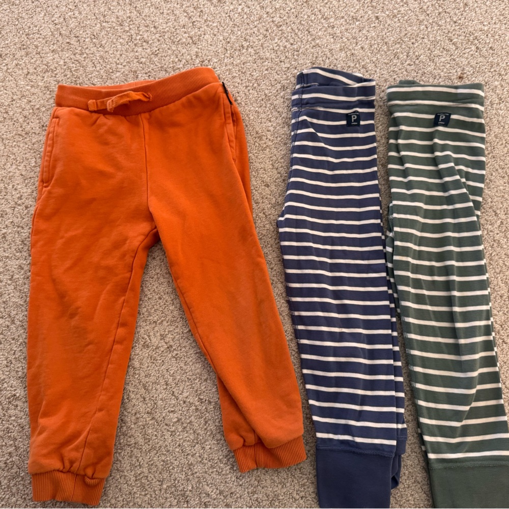 Polarn O. Pyret Orange and Blue Striped Kids Bottoms